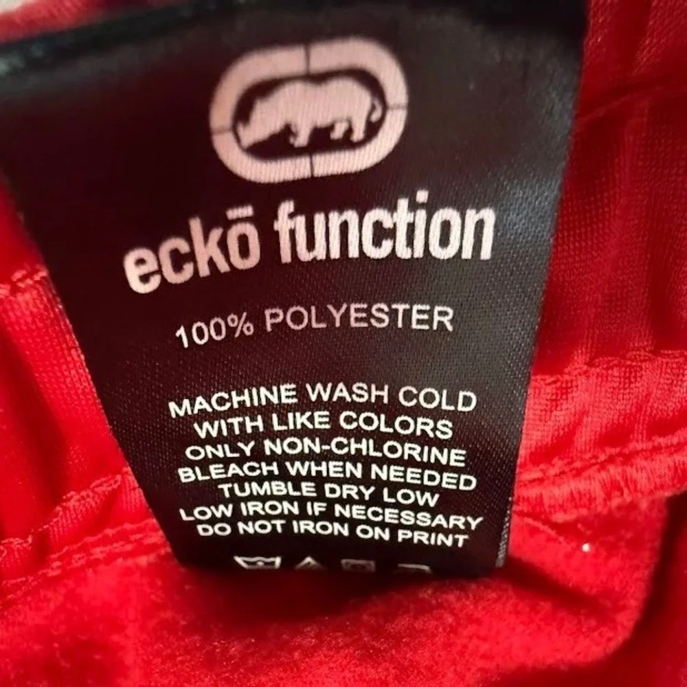 Ecko Function Mens 2XL Red Track‎ Pants Silver Graphic Polyester Joggers 40X30